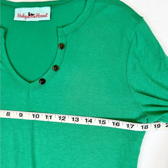 HALEY AND THE HOUND 3/4 Sleeve Notch Collar Women's Kelly Green Dress Size M - Picture 10 of 10